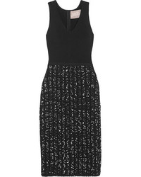 Черное вязаное платье-миди от Lela Rose