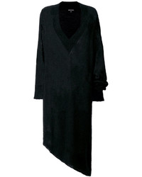 Черное вязаное платье прямого кроя из мохера от Ann Demeulemeester