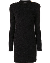Черное вязаное платье-футляр от Balmain