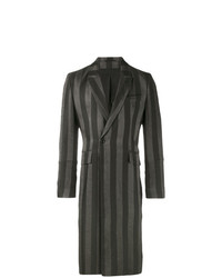 Черное длинное пальто в вертикальную полоску от Ann Demeulemeester