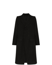 Черное длинное пальто в вертикальную полоску от Ann Demeulemeester