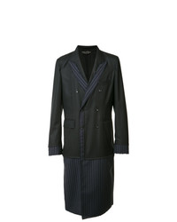 Черное длинное пальто в вертикальную полоску от Comme Des Garcons Homme Plus