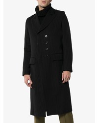 Черное длинное пальто в вертикальную полоску от Ann Demeulemeester