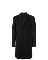 Черное длинное пальто с вышивкой от Dolce & Gabbana