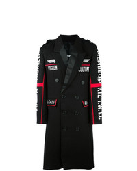 Черное длинное пальто с вышивкой от Ktz