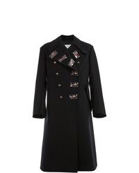 Черное длинное пальто с вышивкой от Maison Margiela
