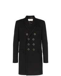 Черное длинное пальто с "огурцами"