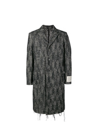 Черное длинное пальто с узором зигзаг
