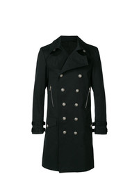 Черное длинное пальто от Balmain
