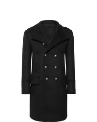 Черное длинное пальто от Balmain