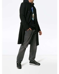 Черное длинное пальто от Saint Laurent