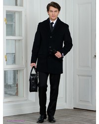 Черное длинное пальто от Donatto