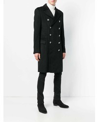 Черное длинное пальто от Balmain