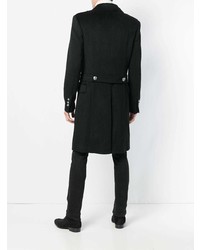 Черное длинное пальто от Balmain