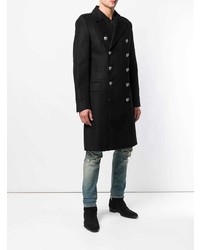 Черное длинное пальто от Balmain