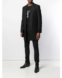 Черное длинное пальто от Saint Laurent