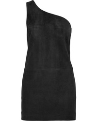 Черное замшевое облегающее платье