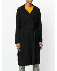 Женское черное замшевое пальто от Salvatore Santoro