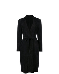 Женское черное замшевое пальто от Salvatore Santoro