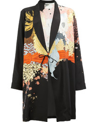 Черное кимоно с принтом от Dries Van Noten