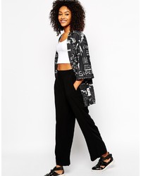 Черное кимоно с принтом