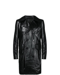 Черное кожаное длинное пальто от Givenchy