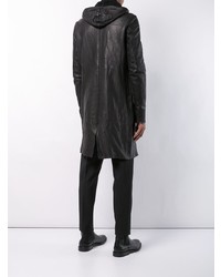 Черное кожаное длинное пальто от Guidi
