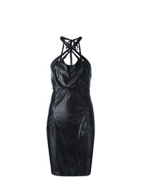 Черное кожаное облегающее платье от Krizia Vintage