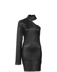 Черное кожаное облегающее платье от RtA