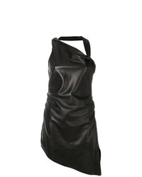 Черное кожаное облегающее платье от Saint Laurent