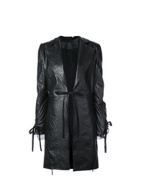 Женское черное кожаное пальто от Ann Demeulemeester