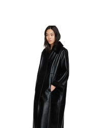 Женское черное кожаное пальто от Stand Studio