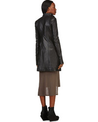Женское черное кожаное пальто от Rick Owens