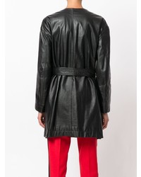 Женское черное кожаное пальто от Comme Des Garçons Vintage