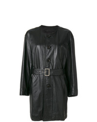Женское черное кожаное пальто от Comme Des Garçons Vintage
