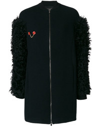 Женское черное кожаное пальто от Drome