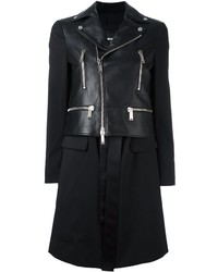 Женское черное кожаное пальто от Dsquared2