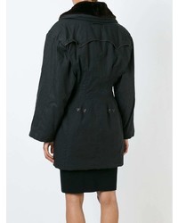 Женское черное кожаное пальто от Jean Paul Gaultier Vintage