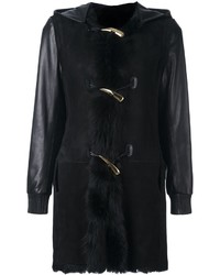 Женское черное кожаное пальто от Giuseppe Zanotti Design