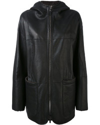 Женское черное кожаное пальто от Iris von Arnim