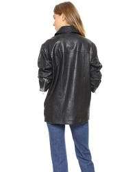 Женское черное кожаное пальто от Marc by Marc Jacobs