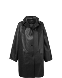Женское черное кожаное пальто от Kassl
