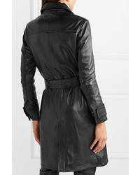 Женское черное кожаное пальто от Stand