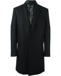 Мужское черное кожаное пальто от Les Hommes