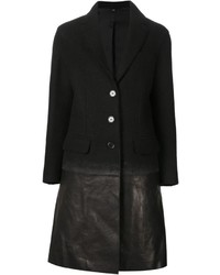 Женское черное кожаное пальто от Neil Barrett