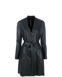 Женское черное кожаное пальто от Olsthoorn Vanderwilt