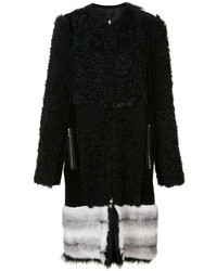 Женское черное кожаное пальто от Oscar de la Renta