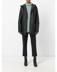 Женское черное кожаное пальто от Iris von Arnim