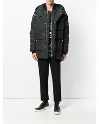 Мужское черное кожаное пальто от Versus