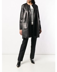 Женское черное кожаное пальто от Valentino